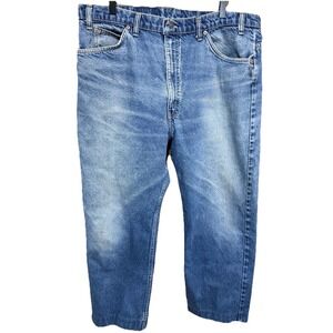 VTG 90s LEVIS 505 ORANGE TAB Jeans Men's 40x30 Blue w Red Bat Wing